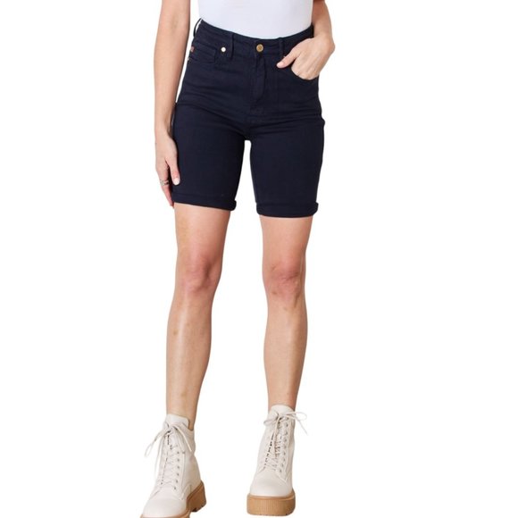 NEW Judy Blue Full Size High Waist Tummy Control Bermuda Shorts - Picture 1 of 4